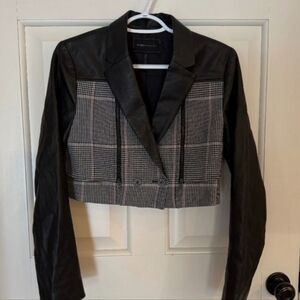 BCBGMAXAZRIA Houndstooth Faux Leather Cropped Blaze Size Xmall